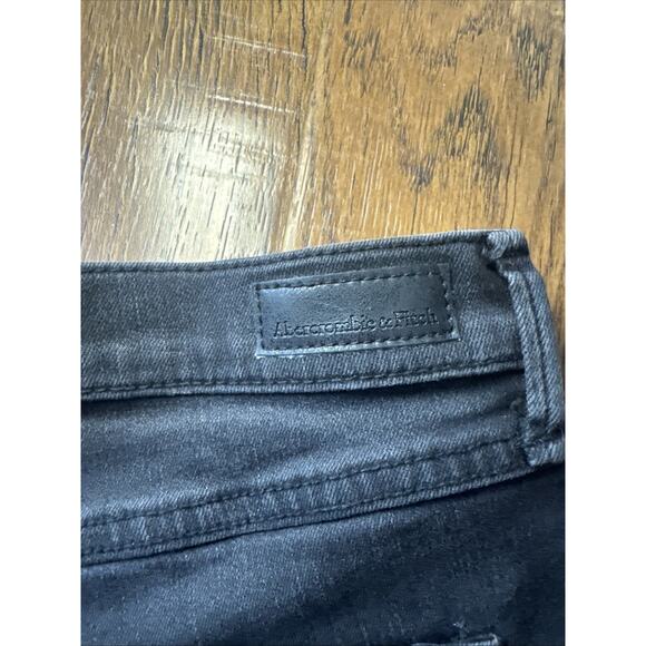 Abercrombie & Fitch Sz 27 Womens Black Denim Cut Off Jean Shorts Mid Rise - Picture 4 of 11